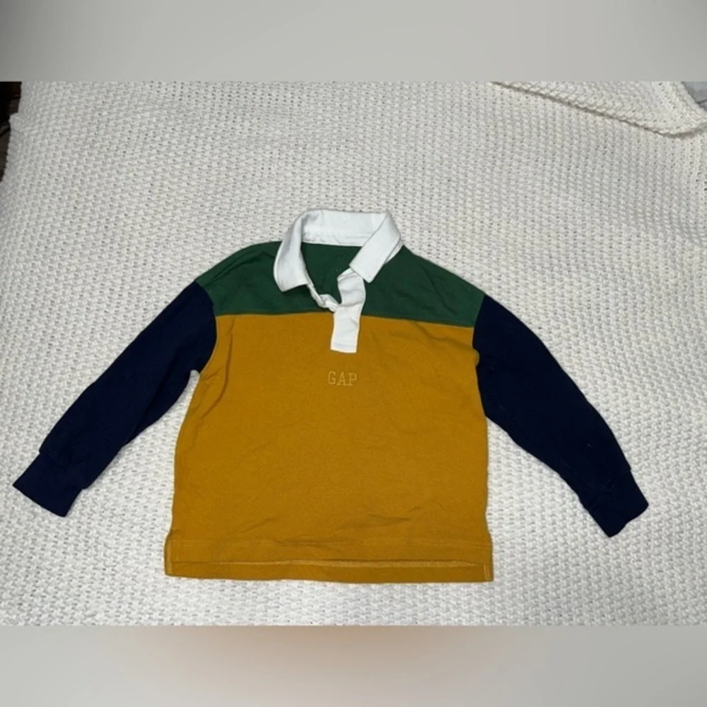 Gap‎ Kids Logo Rugby Polo Shirt, Yellow Multicolor Size XSmall (4-5)